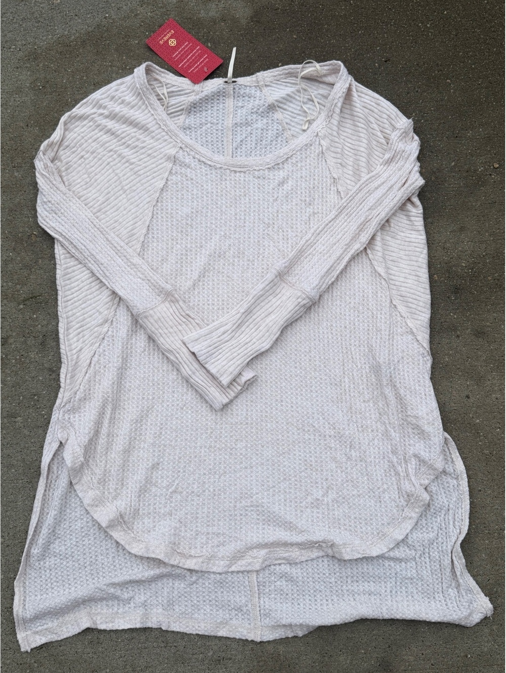 Free People Ventura Thermal Oatmeal Long Sleeve Top Size M